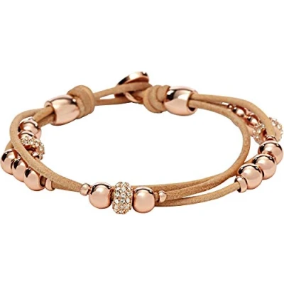 Abbildung von Fossil Armband Für Frauen, 19 cm Beige, Braun, Rose Gold Base Metall, Echtes Lederarmband, JA6539791