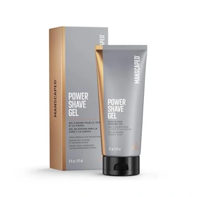 Abbildung von MANSCAPED® Power Shave Gel, beruhigendes Rasiergel für Kopf und Gesicht Männer, mit Hamamelis sanften Peelings zum Schutz vor Hautreizungen, eingewachsenen Haaren Rasierpickeln, 177 ml