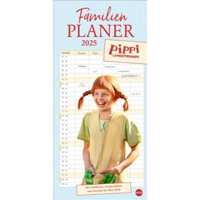 Abbildung von Pippi Langstrumpf Familienplaner 2025: Terminkalender 2025 mit Fotos aus den Kult Filmen. Familienkalender 5 Spalten. Familien Wandkalender Schulferien und Stundenplänen. (Familienplaner Heye)