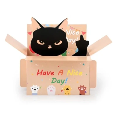 Abbildung von ds. distinctive style Mittelfinger Katze Geburtstagskarte 3D Pop Up schwarze lustige Erwachsene Geburtstagskarten für Frauen