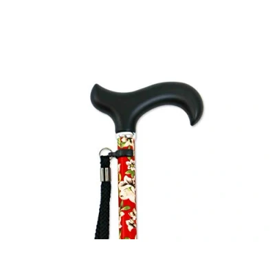 Abbildung von KMINA PRO Gehstock Damen Blumen, Spazierstock Elegant, Aluminium Höhenverstellbar, für Senioren, Herren Verstellbar, Rote Blumen