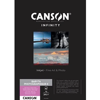 Abbildung von Canson INFINITY BARYTA PHOTOGRAPHIQUE II 310, C400110550, Digital Fine Art Papier, DIN A3 (29,7cm x 42,0cm), 25 Blatt, 310 g/m2 Weiß