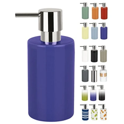Abbildung von Spirella Seifenspender Tube mit Pumpe Flüssigseifen Spender Porzellan 300ml Langliebig und Robust Blau