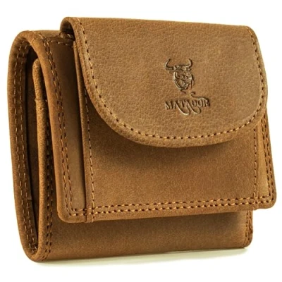 Abbildung von MATADOR Mini Geldtasche Echt Leder Herren Portemonnaie Klein Damen Geldbörse HELL BRAUN TüV Geprüfter RFID Schutz kartenhalter inkl, Geschenk Box