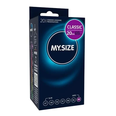 Abbildung von MY.SIZE Classic Kondome 69 mm Breite I 20 Stück Packung Premium extra dünn gefühlsecht hauchzart dünne 0,07 Wandstärke vegan für Männer Condoms for men