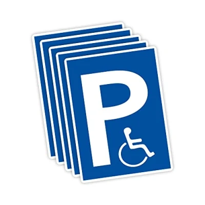 Abbildung von 5 Stück XXL Behindertenparkplatz Schild 30 x 40 cm aus stabiler PVC Hartschaumplatte 5mm Parkplatz für Rollstuhlfahrer parken nur mit Ausweis UV Schutz von STROBO