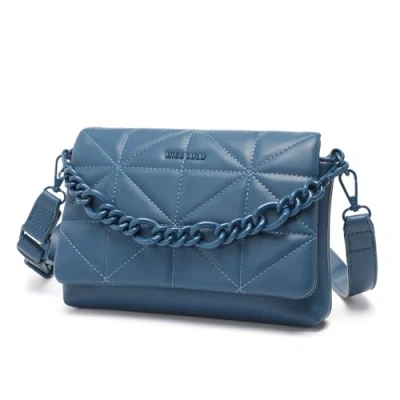 Abbildung von Miss Lulu Kleine Umhängetaschen für Frauen, Weiche Klassische Gesteppte Handtaschen mit Breitem Riemen, PU Leder Wasserdichte Handy Schultertasche als Geschenk Mädchen (Klassisch Blau)