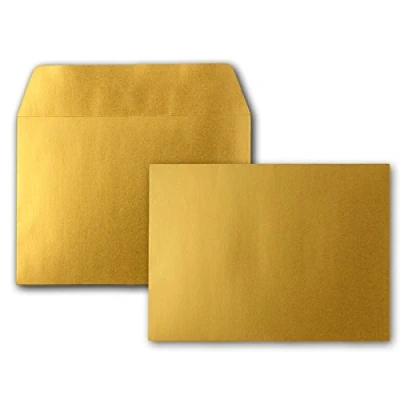 Abbildung von 50x Gold Metallic Brief Umschläge DIN C6 Format 11,4 x 16,2 cm Haftklebung Kuverts ohne Fenster Weihnachten, Grußkarten &amp; Einladungen
