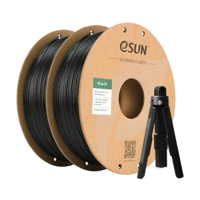Abbildung von eSUN Kohlefaser Gefüllt PLA Filament 1.75mm, CF Carbon Fiber Filled Maßgenauigkeit +/ 0.03mm, 1KG pro Spule, 2 Spulen,3D Druck Materialien für FDM 3D Drucker,Schwarz