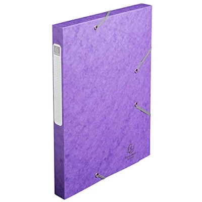 Abbildung von Exacompta 18515H Premium Sammelbox mit Gummizug 25 mm breit aus extra starkem Colorspan Karton Rückenschild für DIN A4 Archivbox Heftbox Dokumentenbox Zeichenbox Sammelmappe violett
