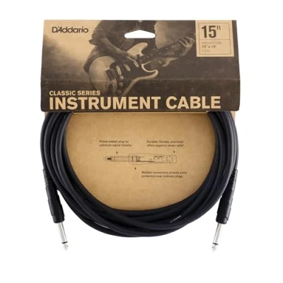 Abbildung von D&#039;Addario Gitarrenkabel Classic Series Instrumentenkabel 1/4 Zoll Stecker auf 4.572 Zähler 1 Packung
