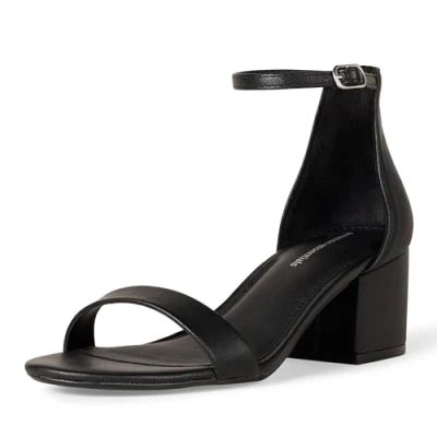 Abbildung von Amazon Essentials Damen Sandale mit Absatz und Zwei Riemchen, Schwarz Kunstleder, 37 EU