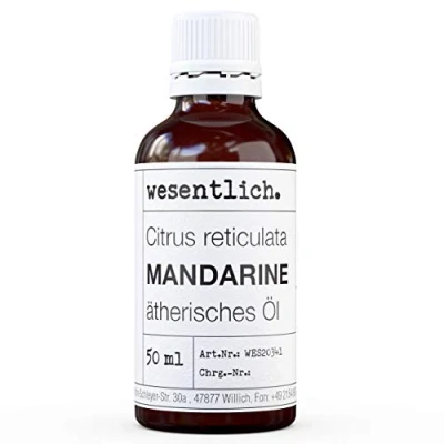 Abbildung von wesentlich. Mandarinenöl ätherisches Öl 100% naturrein (Glasflasche) u.a. für Duftlampe und Diffuser (50ml)