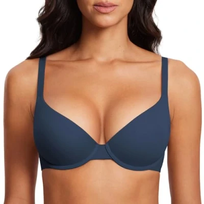 Abbildung von DOBREVA Damen Push Up Bügel BH Soft T Shirt BHS mit Licht Gepolstert Komfort Sexy Sargasso 80B