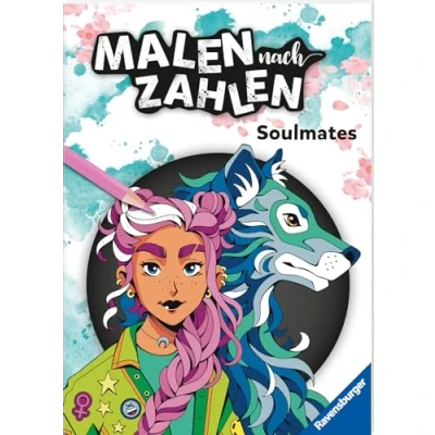 Abbildung von Ravensburger Malen nach Zahlen Soulmates Manga Anime 32 Motive abgestimmt auf Buntstiftsets mit 24 Farben (Stifte nicht enthalten) Für Fortgeschrittene