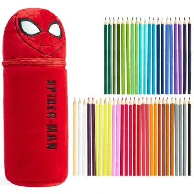 Abbildung von Marvel Federmäppchen Jungen Kinder Plüsch Federmappe Spiderman zum Kreativen Zeichnen und Aufbewahrung (Rot Spiderman)