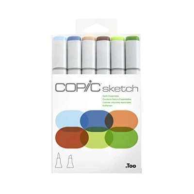 Abbildung von COPIC Sketch Set &quot;Earth Essentials&quot;, 6 Twin Marker mit einer mittelbreiten und Brush Spitze