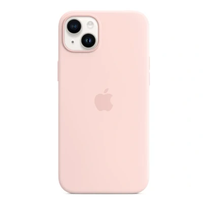 Abbildung von Apple Silikon MagSafe Hülle iPhone 14 Plus Chalk Pink MPT73ZM/A