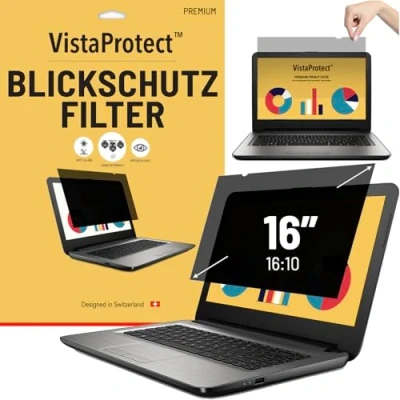 Abbildung von VistaProtect Premium Blickschutzfilter &amp; Anti Blaulichtfilter, Privacy Filter Blue Light Blickschutzfolie für Laptops Notebooks (16″ Zoll 16:10)
