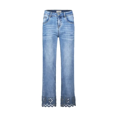 Abbildung von Cartoon MIT Stickerei Jeans Straight Leg, Damen, Größe: 34, Blau