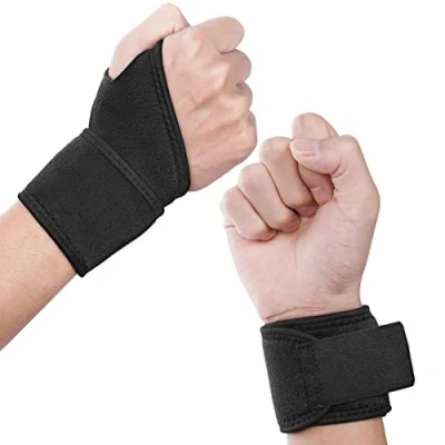 Abbildung von URAQT Handgelenkbandage, 2 stück Handgelenkstütze Handbandage mit Klettverschluss für Sport und Alltag, Atmungsaktiv Wrist Wrap Bandage Handgelenk Damen Herren, Schwarz