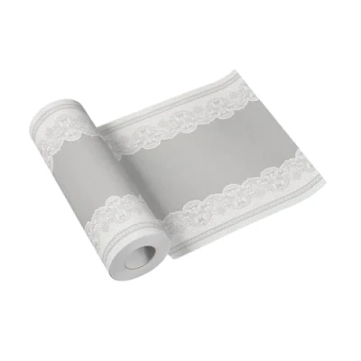 Abbildung von PAW Tischläufer aus Airlaid (40 cm x 24 m) I Tischdeko für Kommunion, Konfirmation, Hochzeit, Geburtstag, Gartenparty, Taufe Tischband Klassisches Ornament, Silber Farbe: Royal Lace