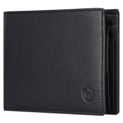 Abbildung von VON HEESEN Leder Geldbörse RFID Schutz I Echtleder Geldbeutel für Damen &amp; Herren Portemonnaie Brieftasche Wallet Portmonee (Saffiano Schwarz)