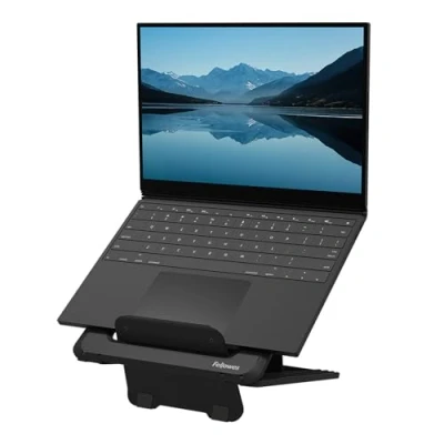 Abbildung von Fellowes Laptop Ständer für den Schreibtisch Breyta™ Verstellbarer, 100% recycelbarer zu Hause und Büro 12 Höheneinstellungen max. Monitorgröße 14&quot;, Gewicht 4KG Schwarz