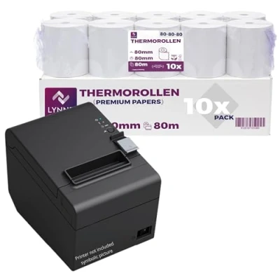 Abbildung von Thermorollen 80mm x 80m 12mm Kassenrollen Bonrollen für Registrierkasse Bondrucker Thermopapier BPA Frei (10 Rollen)