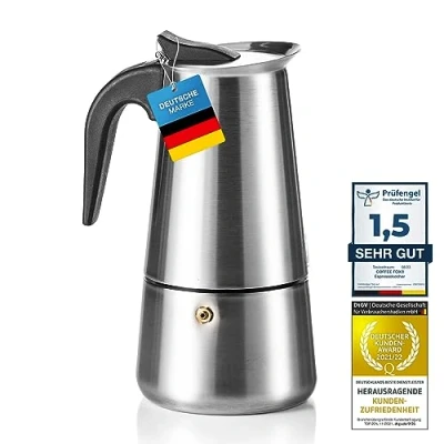 Abbildung von Coffee Fox® Espressokocher aus Edelstahl Kaffeebereiter Kaffeekocher Espresso Kanne (6 Tassen 300 ml)
