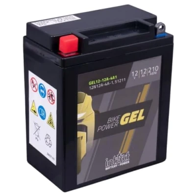 Abbildung von intAct GEL MOTORRADBATTERIE Batterie mit +30% Startleistung. Für Roller, Motorrad, Quad, Rasentraktor Bike Power GEL12 10L A2, CB10L 12V Batterie, 10 AH (c20), 210 A (EN) Maße: 136x91x146mm