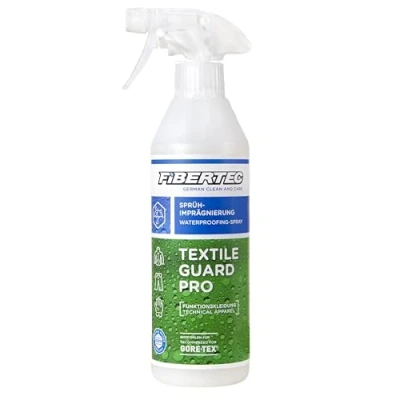Abbildung von Fibertec Textile Guard Pro, leistungsstarkes Imprägnierspray für synthetische Stoffe, Outdoorbekleidung mit und ohne Membran, 500 ml
