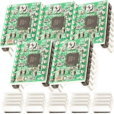 Abbildung von AZDelivery 5 x A4988 Schrittmotor Treiber Modul mit Kühlkörper kompatibel Arduino und Raspberry Pi inklusive E Book!