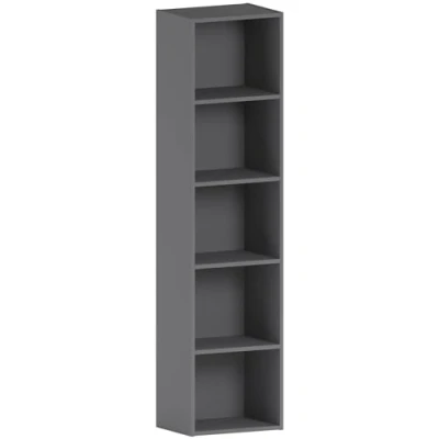 Abbildung von Vida Designs Oxford Bücherregal mit 5 Ebenen, graues Holzregal, Display, Aufbewahrungseinheit für Büro, Wohnzimmer, Möbel, Grau