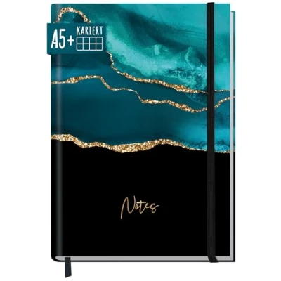 Abbildung von paper&amp;you® Notizbuch A5+ kariert mit Gummiband [Shiny Teal] 156 Seiten, 78 Blatt als Bullet Journal, Tagebuch, Notizheft nachhaltig &amp; klimafreundlich