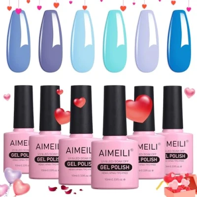 Abbildung von AIMEILI UV LED Gellack mehrfarbig ablösbarer Gel Nagellack Set Nail Polish Kit 6 x 10ml Nummer 32