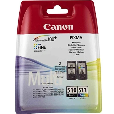 Abbildung von Canon Tintenpatrone CL511+PG510 Farben cyan magenta gelb Multipack ORIGINAL
