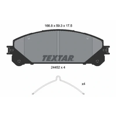 Abbildung von TEXTAR 2445201 Bremsbelagsatz nicht für Verschleißwarnanzeiger vorbereitet mit Zubehör TOYOTA: RAV4 IV Off Road, III V, LEXUS: NX