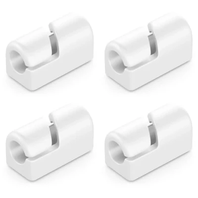 Abbildung von deleyCON 4 Stück Kabelhalter Selbstklebend Kabelklemmen Kabelmanagement Kabelclips Kabelführung Kabel Organizer Kabelhalterung Kabelbefestigung Haushalt Büro Schreibtisch Sockelleiste Silikon Weiß