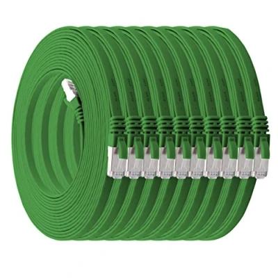 Abbildung von 2m grün 10 Stück Cat7 Flachkabel Netzwerkkabel Cat 7 Rohkabel Gigabit Lan (10Gbit/s) Flachbandkabel Verlegekabel Patchkabel Flach Slim Rj 45 Stecker Cat6a