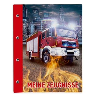 Abbildung von itenga Zeugnismappe mit Buchschrauben erweiterbar für Kinder Jugendliche Erwachsene Mädchen Jungen Schüler (Feuerwehr)