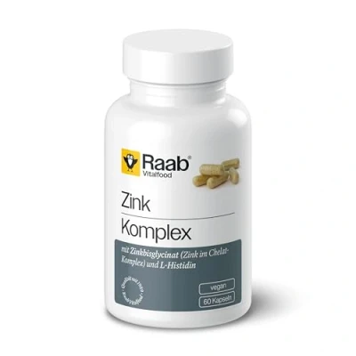Abbildung von Raab Vitalfood Zink Komplex Kapseln à 500 mg I 60 in Chelat mit der Aminosäure L Histidin