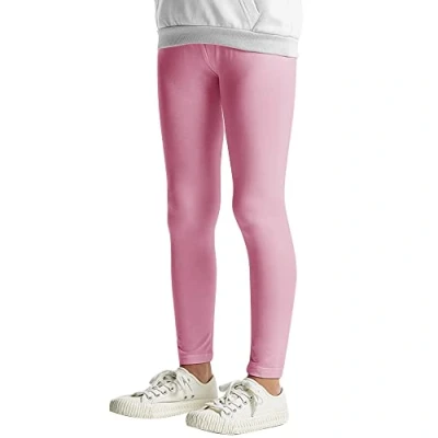 Abbildung von L&amp;K II Kinder Leggings Basic Uni Farbe Mädchen Tanzhose Baby Leggins Fitness Hose Baumwolle 2708 Pink 164