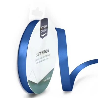 Abbildung von Vaessen Creative Satinband 9mmx10m Blau, Schleifenband, Dekoband, Bänder zum Basteln, Stoffbänder für Hochzeit, Taufe Und Geburtstagsgeschenke