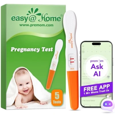 Abbildung von Easy@Home 5 x Schwangerschaftstest Frühtest 10 mIU/ml Ultra Empfindlicher Frühschwangerschaftstest, HCG Pregnancy Test Höchster Genauigkeit, Schwangerschaft bestimmen