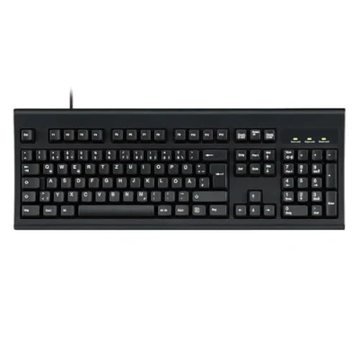 Abbildung von Perixx PERIBOARD 106, USB Kabelgebundene Tastatur in Vollformat mit ergonomischen Design, Schwarz, Deutsches QWERTZ Layout