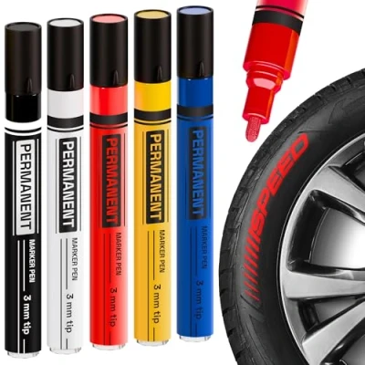 Abbildung von Artistro 5 Oil Based Permanent Markers Assorted Fine and Medium Tip Sets for Wood, Stone, Fabric, Glass, Ceramic, Metal, Plastic More Quick Drying, Waterproof,