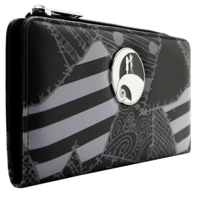 Abbildung von Movies Nightmare Before Christmas Jack &amp; Sally Patches Portemonnaie Clutch Münzfach Kartenhalter, Schwarz