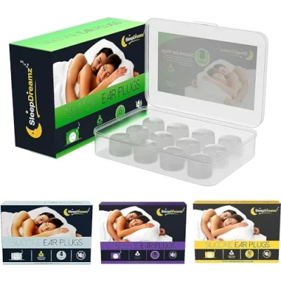 Abbildung von Premium Ohrstöpsel zum Schlafen (6 Paar, weiß), geräuschunterdrückende aus weichem Silikon für ruhigen und ungestörten Schlaf von SleepDreamz