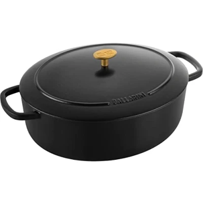 Abbildung von BALLARINI Bellamonte Auflaufform, Bräter, Dutch Oven, Emailliertes Gusseisen, Oval, 33 cm, 6,5 L, Schwarz